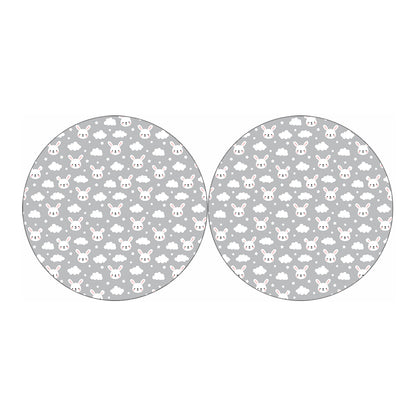 Rabbit And Cloud Pattern Print Car Coasters
