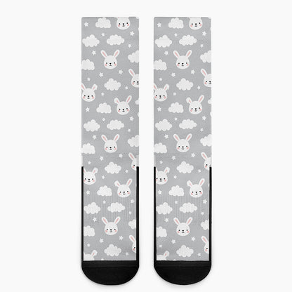 Rabbit And Cloud Pattern Print Crew Socks