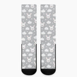 Rabbit And Cloud Pattern Print Crew Socks