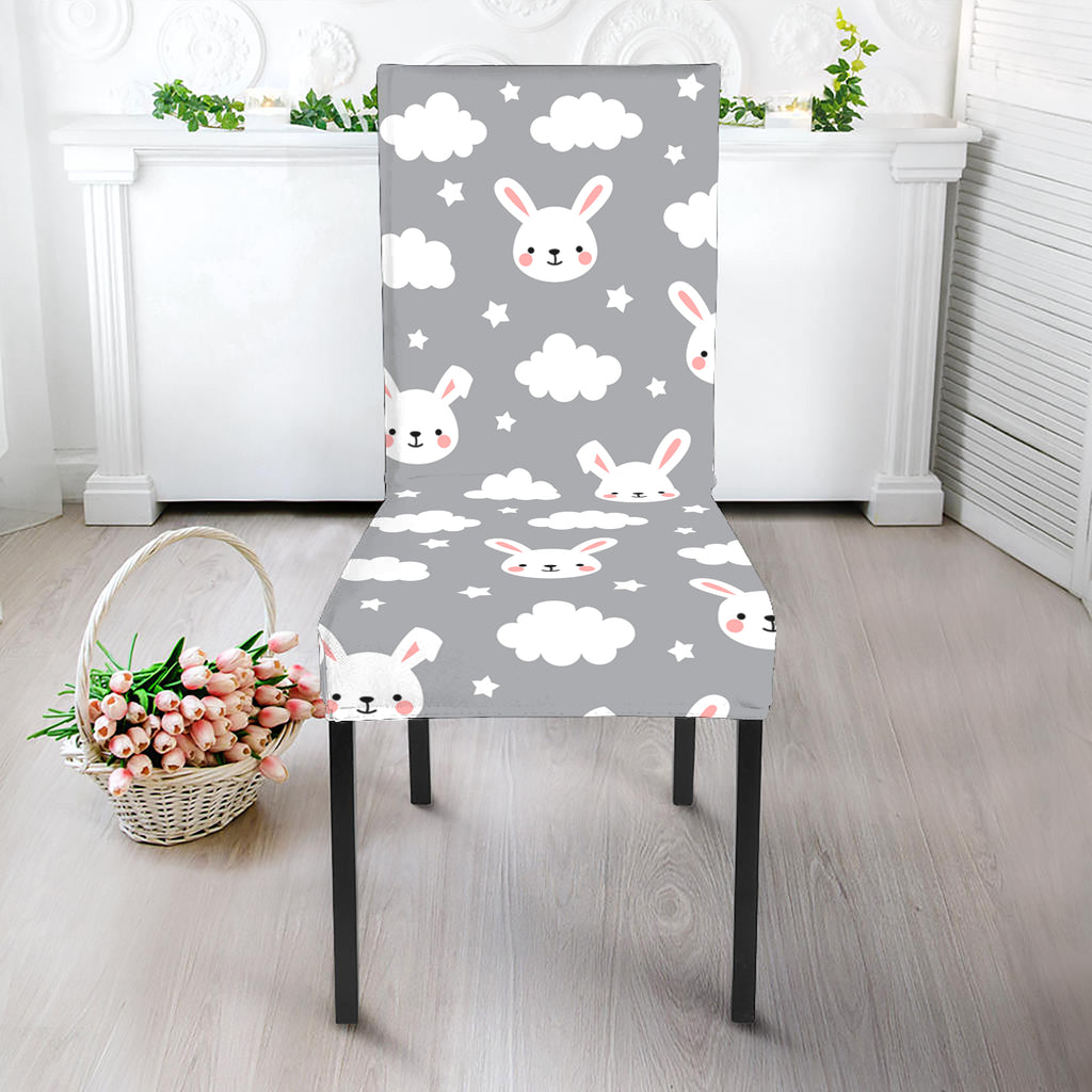 Rabbit And Cloud Pattern Print Dining Chair Slipcover