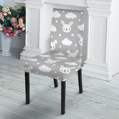 Rabbit And Cloud Pattern Print Dining Chair Slipcover