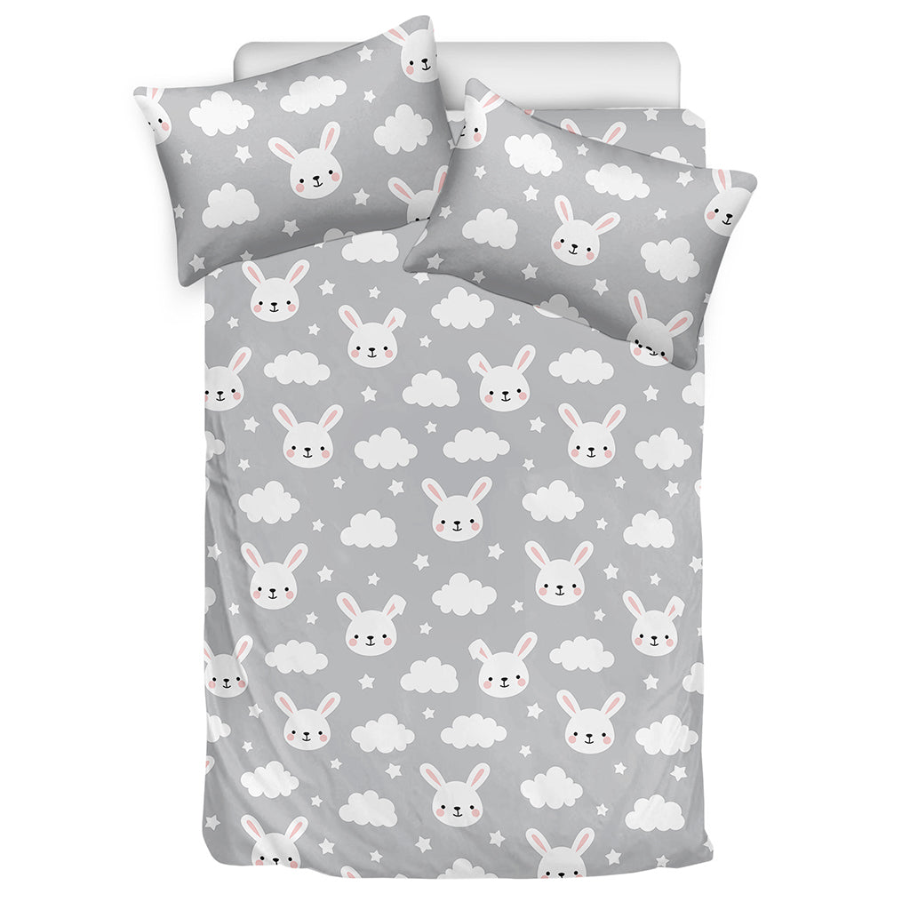 Rabbit And Cloud Pattern Print Duvet Cover Bedding Set