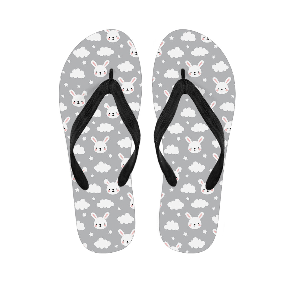 Rabbit And Cloud Pattern Print Flip Flops