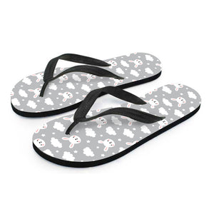 Rabbit And Cloud Pattern Print Flip Flops