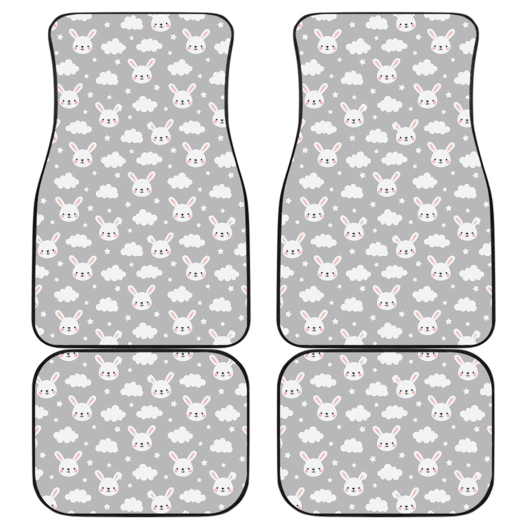 Rabbit And Cloud Pattern Print Front and Back Car Floor Mats