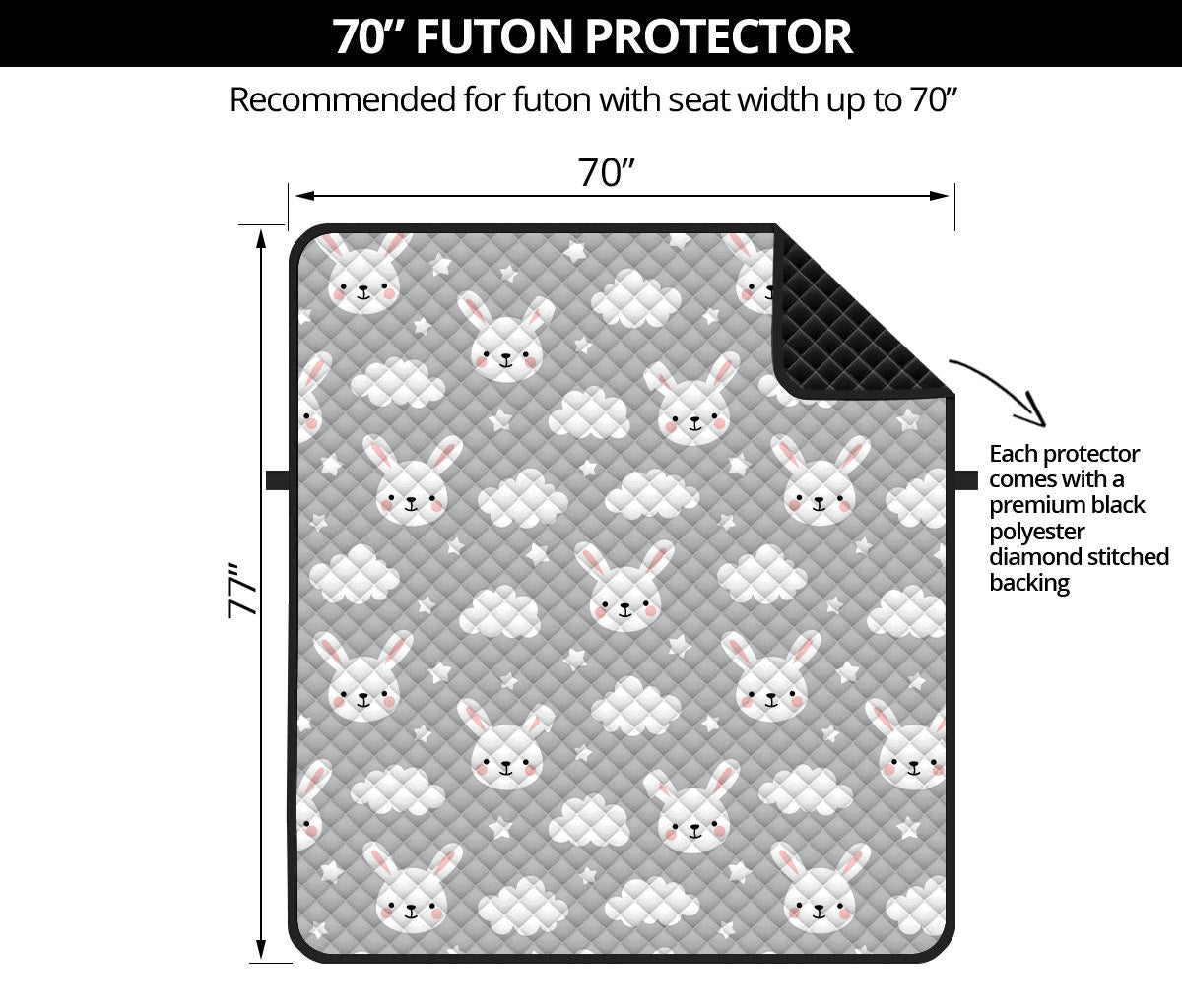 Rabbit And Cloud Pattern Print Futon Protector