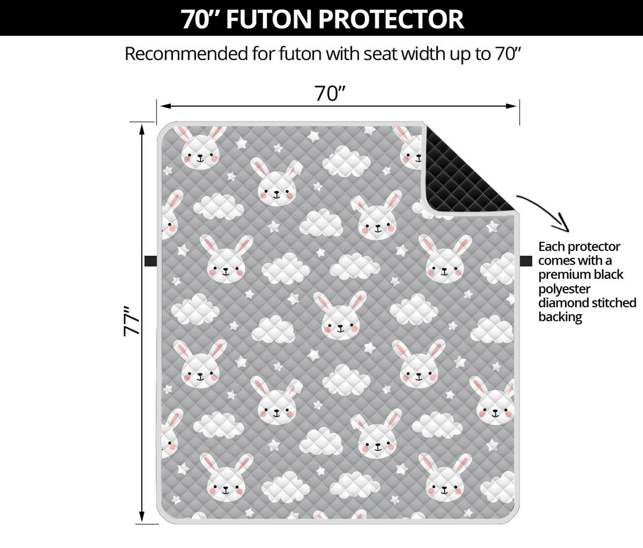 Rabbit And Cloud Pattern Print Futon Protector