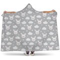 Rabbit And Cloud Pattern Print Hooded Blanket