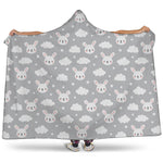 Rabbit And Cloud Pattern Print Hooded Blanket