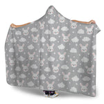 Rabbit And Cloud Pattern Print Hooded Blanket
