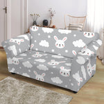 Rabbit And Cloud Pattern Print Loveseat Slipcover