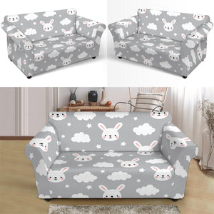 Rabbit And Cloud Pattern Print Loveseat Slipcover