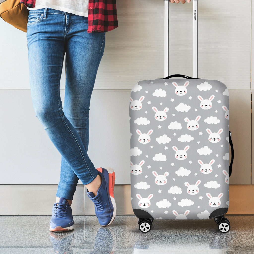 Rabbit And Cloud Pattern Print Luggage Cover