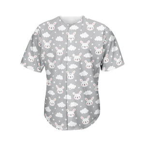 Rabbit And Cloud Pattern Print Men's Baseball Jersey