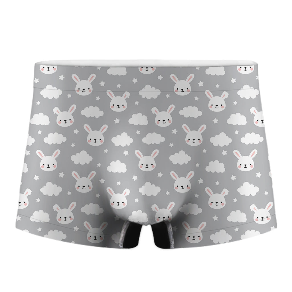 Rabbit And Cloud Pattern Print Men's Boxer Briefs