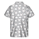 Rabbit And Cloud Pattern Print Men's Short Sleeve Shirt