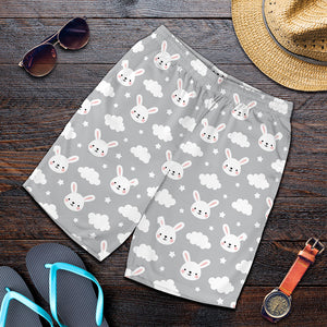 Rabbit And Cloud Pattern Print Men's Shorts