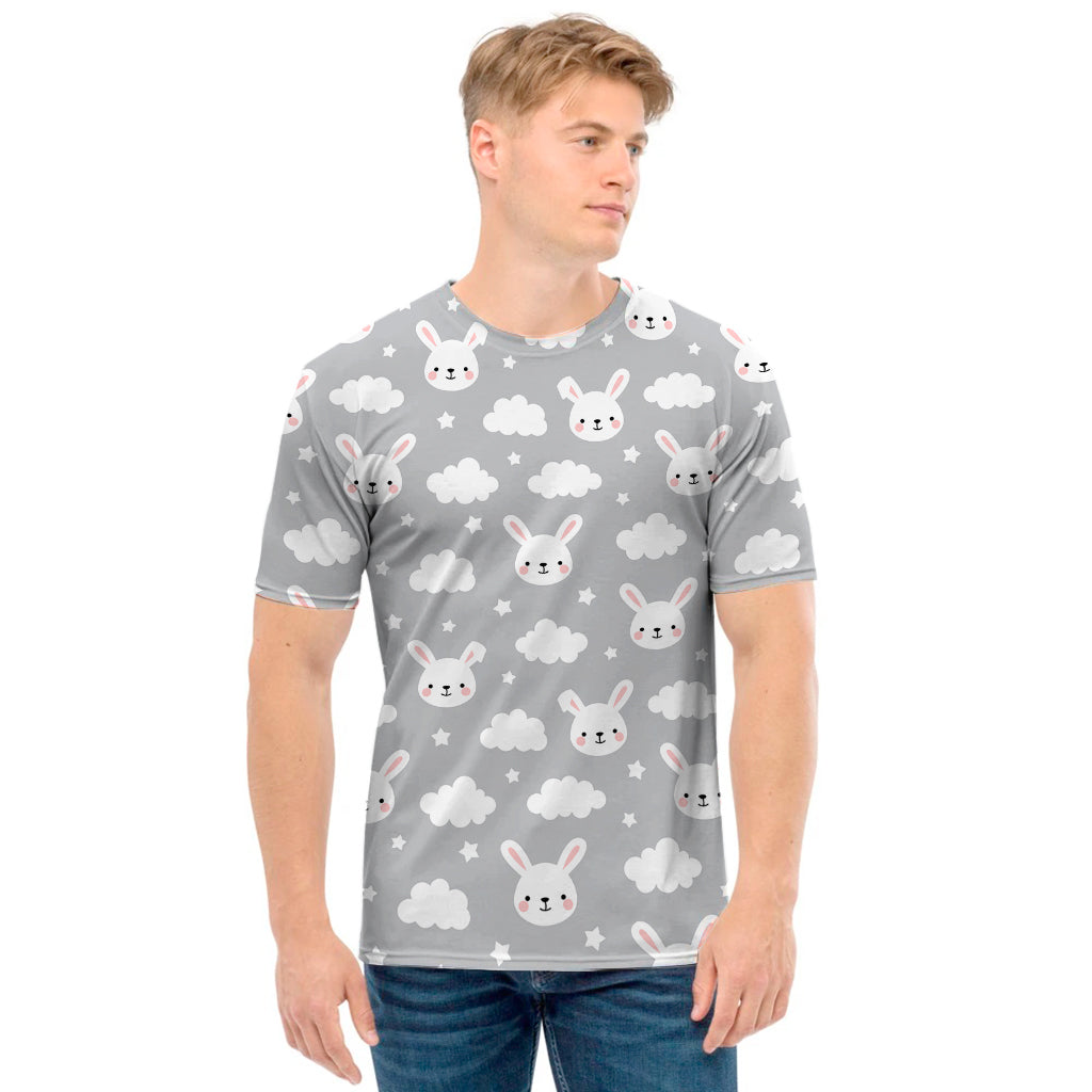 Rabbit And Cloud Pattern Print Men's T-Shirt