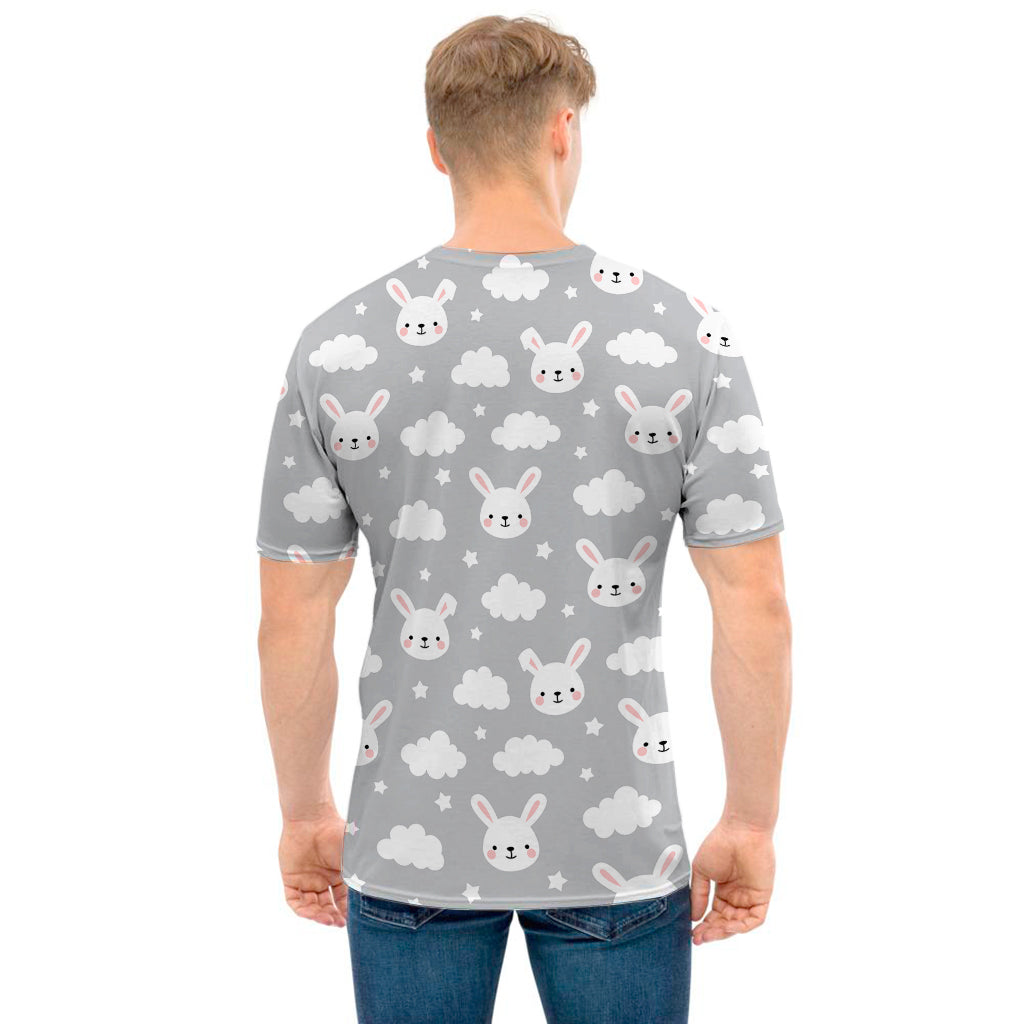 Rabbit And Cloud Pattern Print Men's T-Shirt