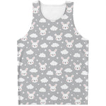 Rabbit And Cloud Pattern Print Men's Tank Top