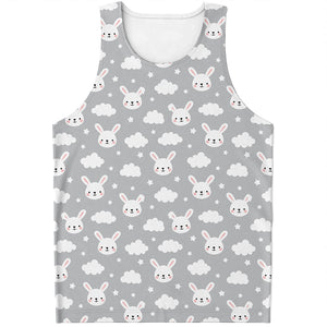 Rabbit And Cloud Pattern Print Men's Tank Top