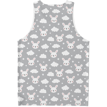 Rabbit And Cloud Pattern Print Men's Tank Top