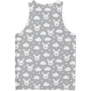 Rabbit And Cloud Pattern Print Men's Tank Top