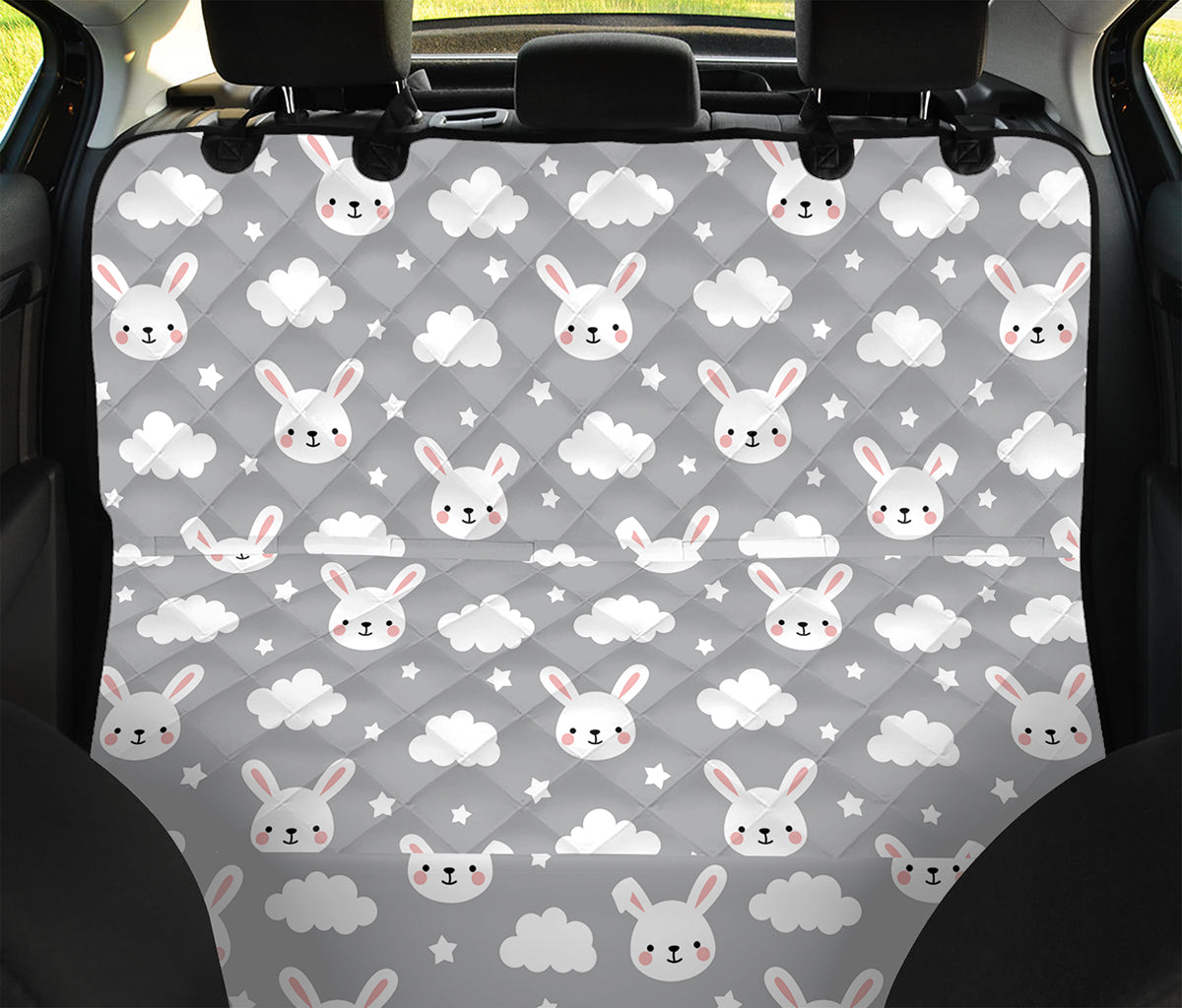 Rabbit And Cloud Pattern Print Pet Car Back Seat Cover