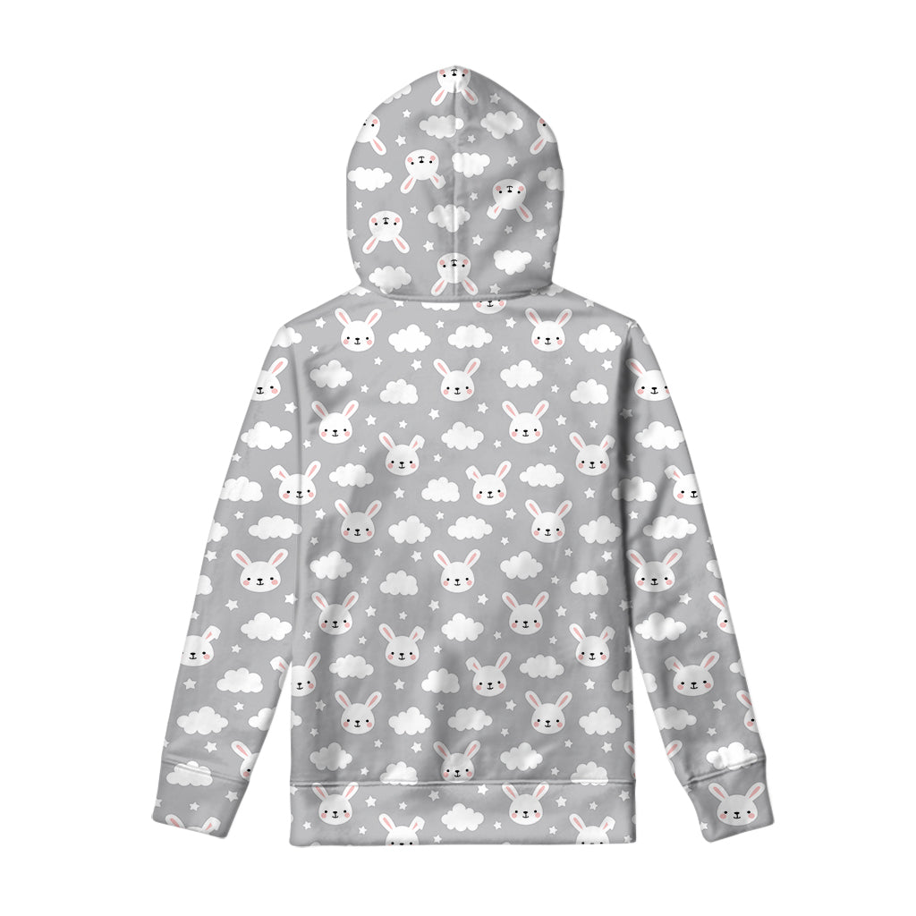 Rabbit And Cloud Pattern Print Pullover Hoodie