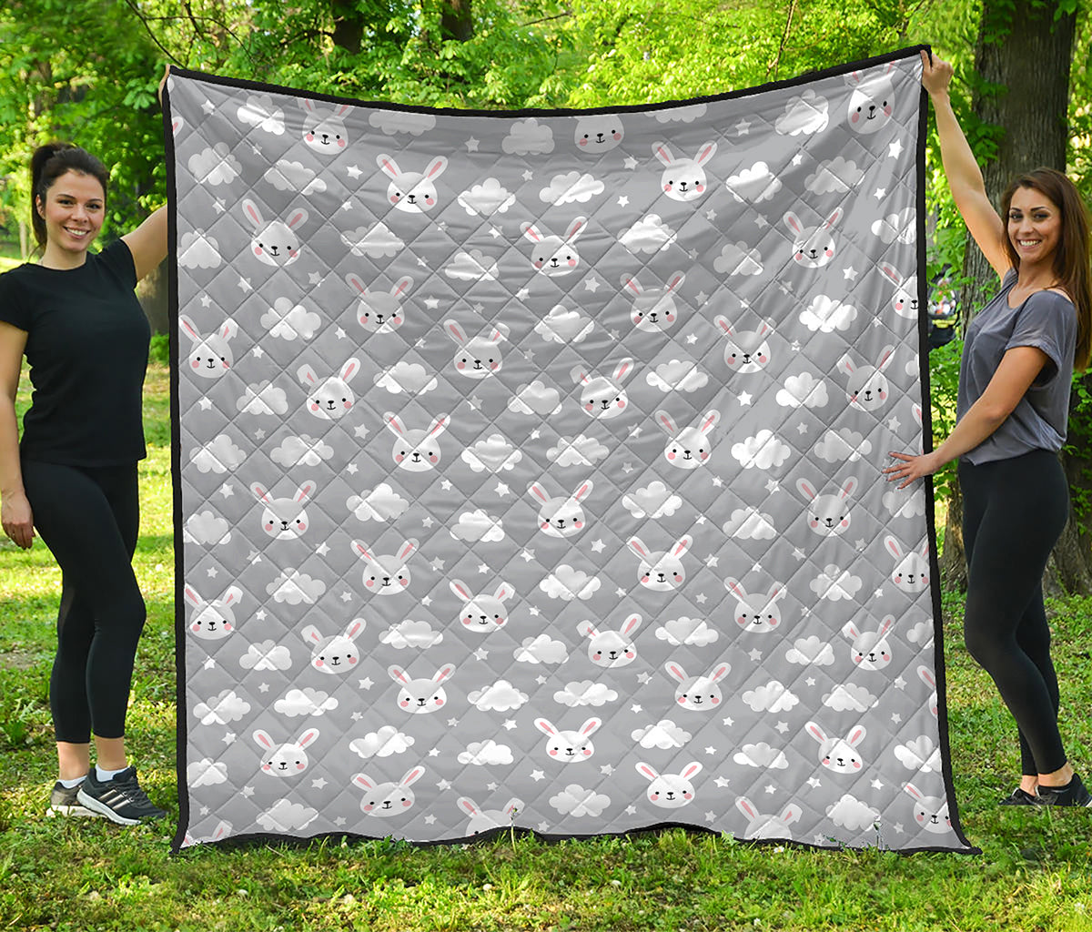 Rabbit And Cloud Pattern Print Quilt