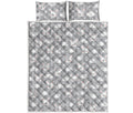 Rabbit And Cloud Pattern Print Quilt Bed Set