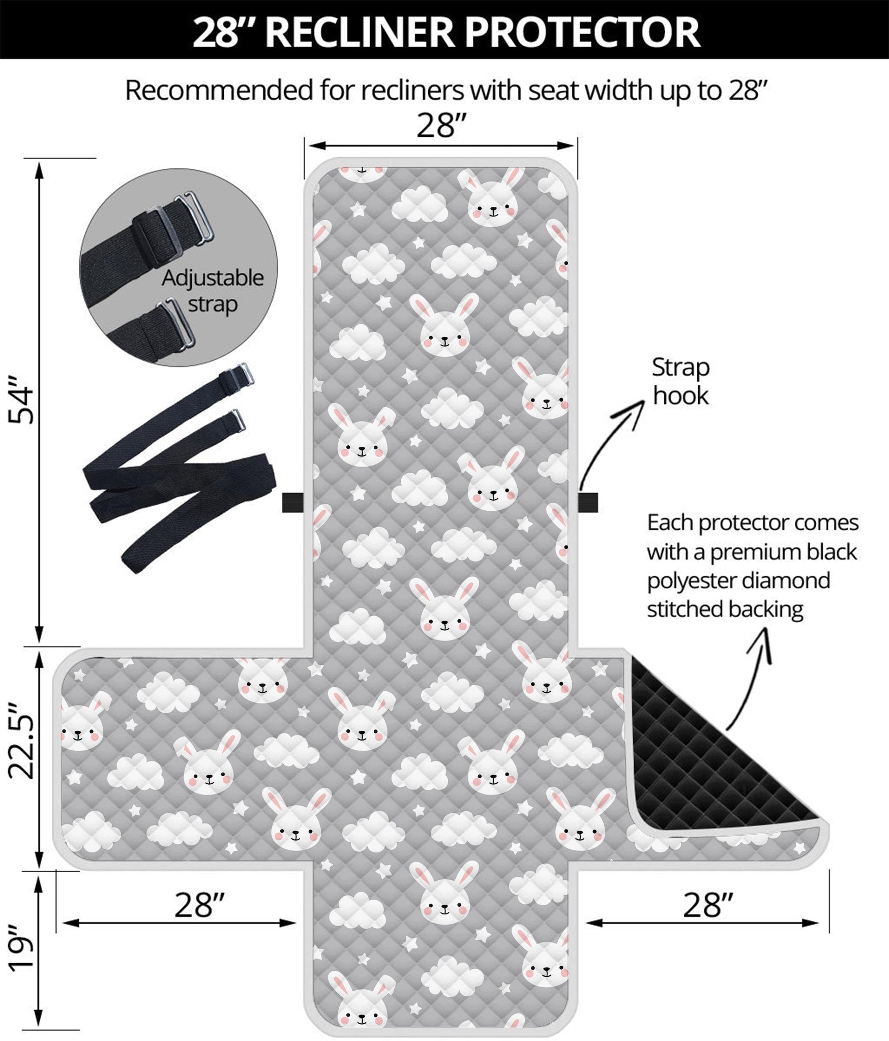 Rabbit And Cloud Pattern Print Recliner Protector