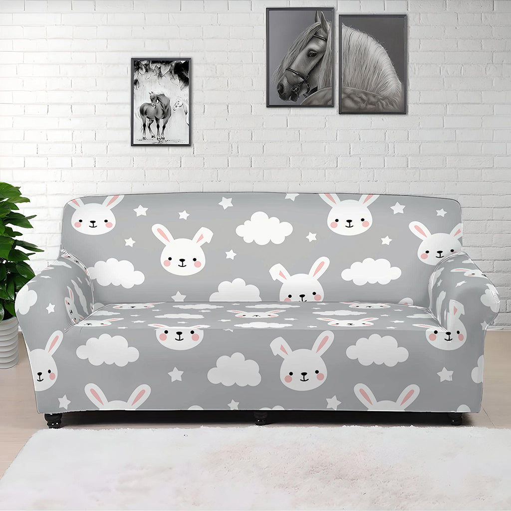 Rabbit And Cloud Pattern Print Sofa Cover