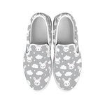 Rabbit And Cloud Pattern Print White Slip On Shoes