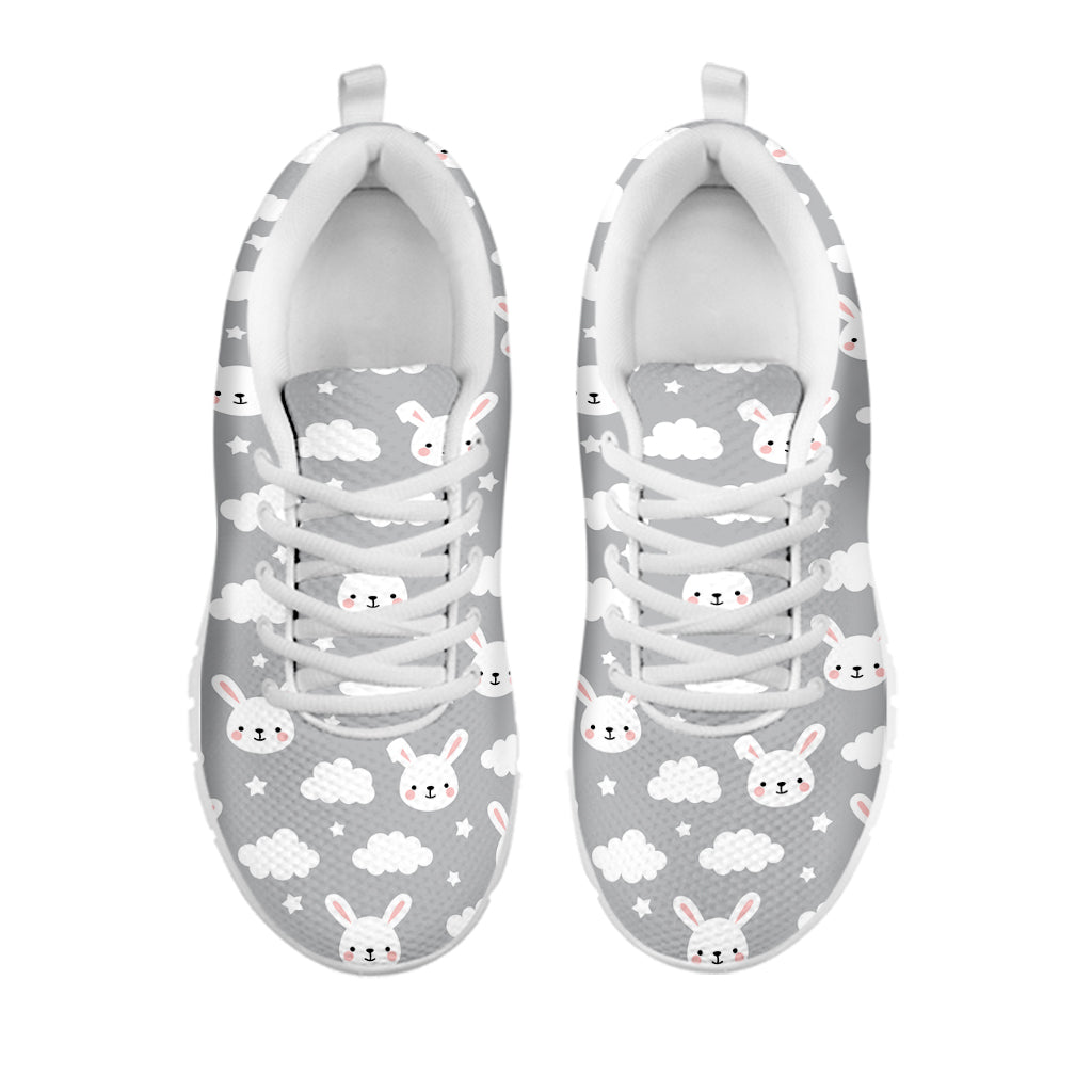 Rabbit And Cloud Pattern Print White Sneakers