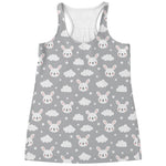 Rabbit And Cloud Pattern Print Women's Racerback Tank Top