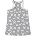 Rabbit And Cloud Pattern Print Women's Racerback Tank Top