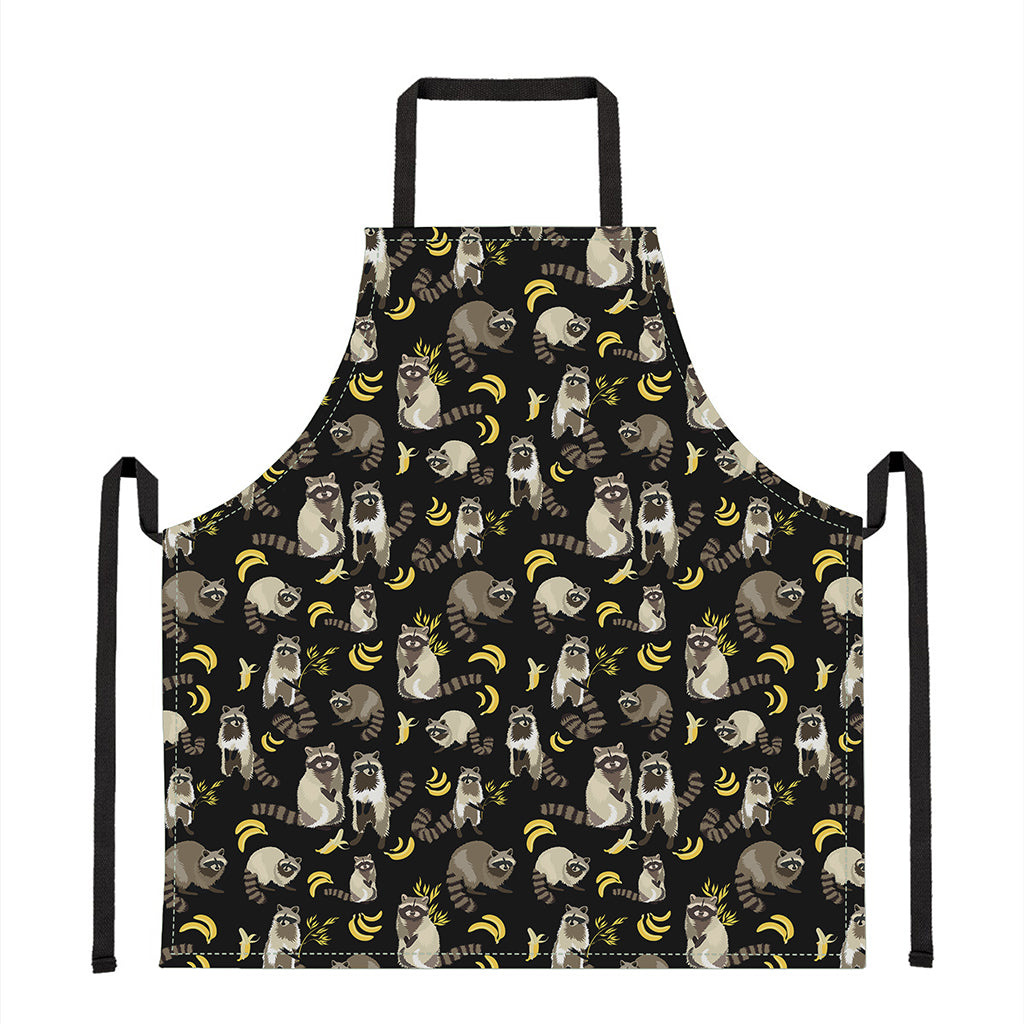 Raccoon And Banana Pattern Print Apron