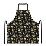 Raccoon And Banana Pattern Print Apron
