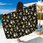 Raccoon And Banana Pattern Print Beach Sarong Wrap