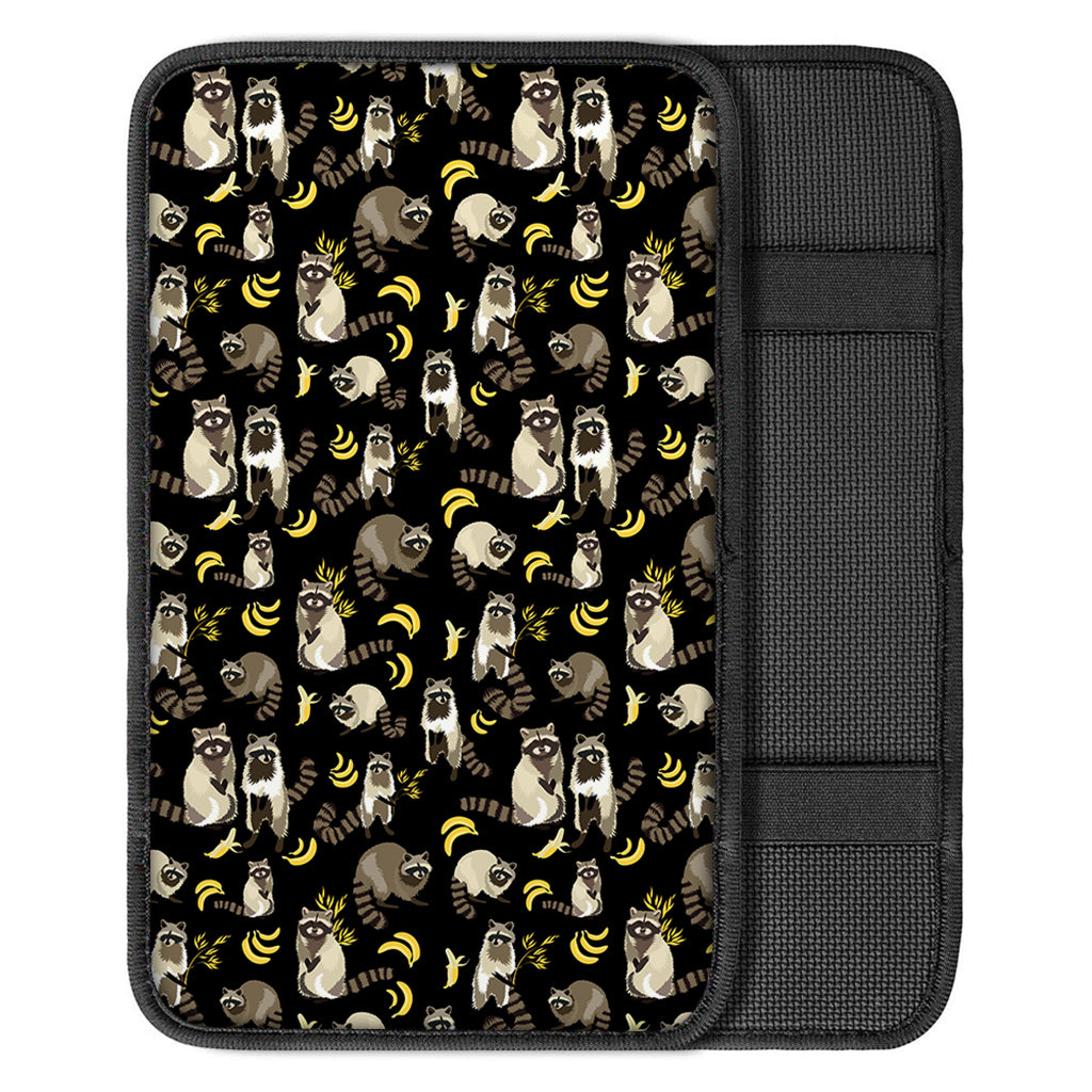 Raccoon And Banana Pattern Print Car Center Console Cover