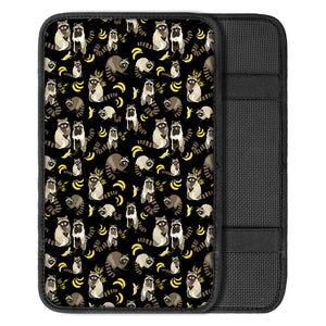 Raccoon And Banana Pattern Print Car Center Console Cover