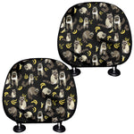 Raccoon And Banana Pattern Print Car Headrest Covers
