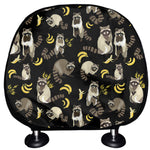 Raccoon And Banana Pattern Print Car Headrest Covers