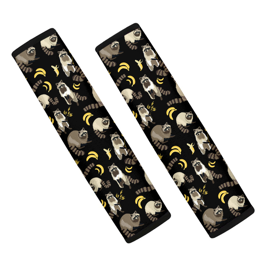 Raccoon And Banana Pattern Print Car Seat Belt Covers