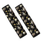 Raccoon And Banana Pattern Print Car Seat Belt Covers