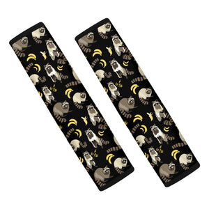 Raccoon And Banana Pattern Print Car Seat Belt Covers