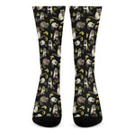 Raccoon And Banana Pattern Print Crew Socks