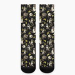 Raccoon And Banana Pattern Print Crew Socks