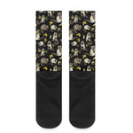 Raccoon And Banana Pattern Print Crew Socks
